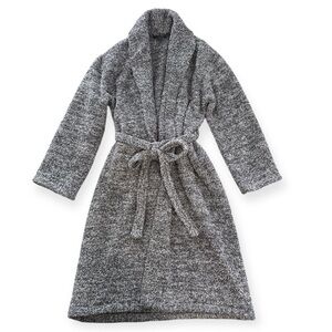 Barefoot Dreams Cozy Chic Heathered Grey Fluffy Robe OS Comfy Loungewear Belted
